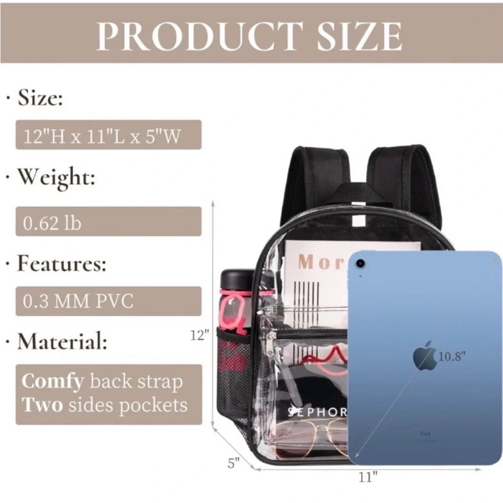 Clear Backpack with Black Accents